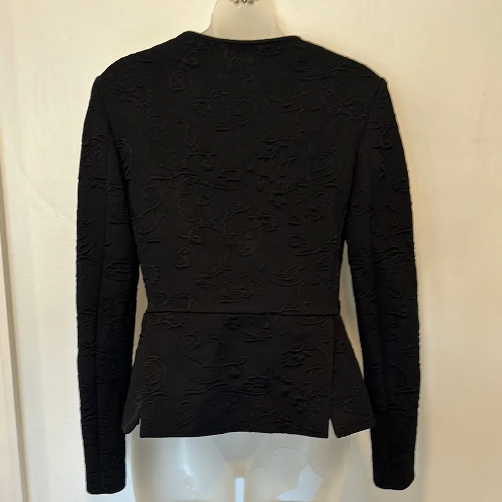ETRO 42 Ladies Black Matelasse Jacket with Floral Paisley Print Size 42